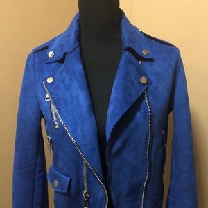 Mango faux suede biker jacket